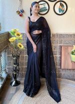 Soft Georgette Black Daily Wear Sequins Work Saree